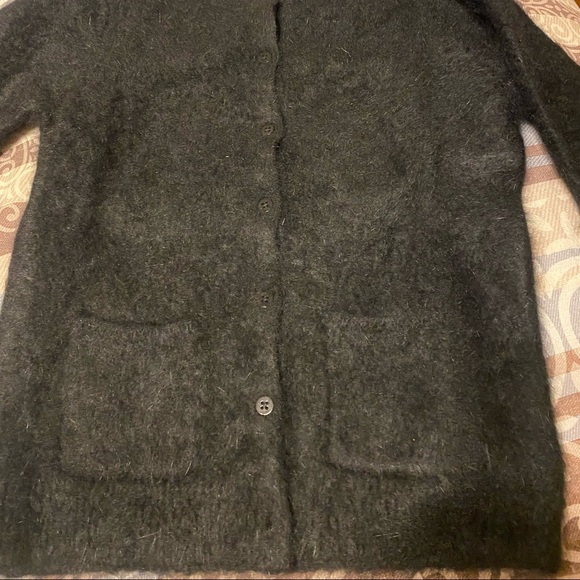 DKNY Classic Black Angora Cardigan Sweater - Picture 2 of 2